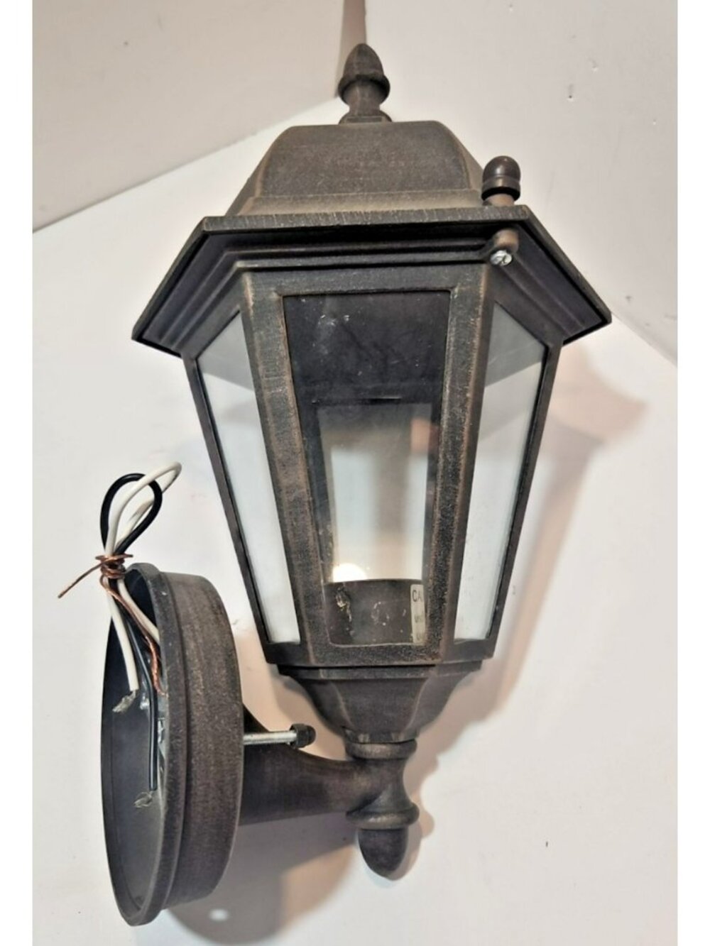 Vintage Look Outdoor Electric Wall Sconce Black Lantern Metal